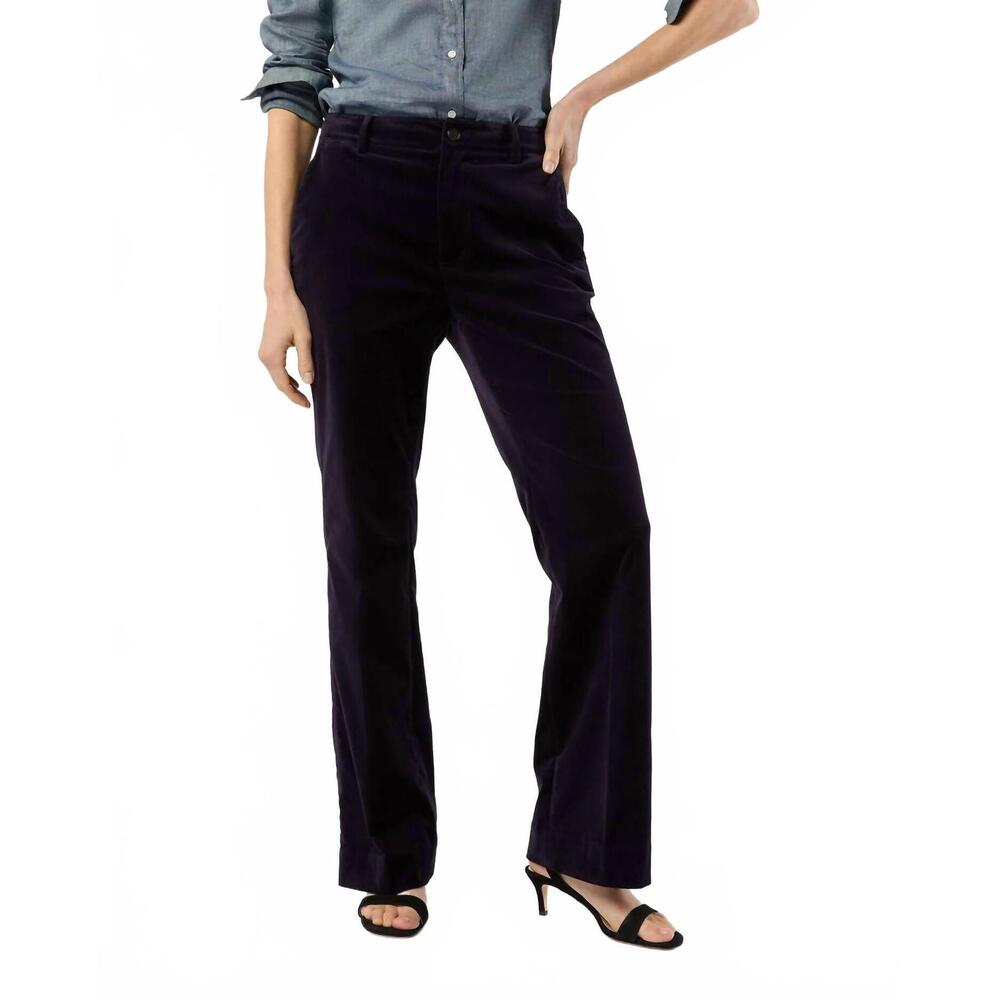 NEW ANN MASHBURN lindy straight trouser in eggplant stretch velveteen